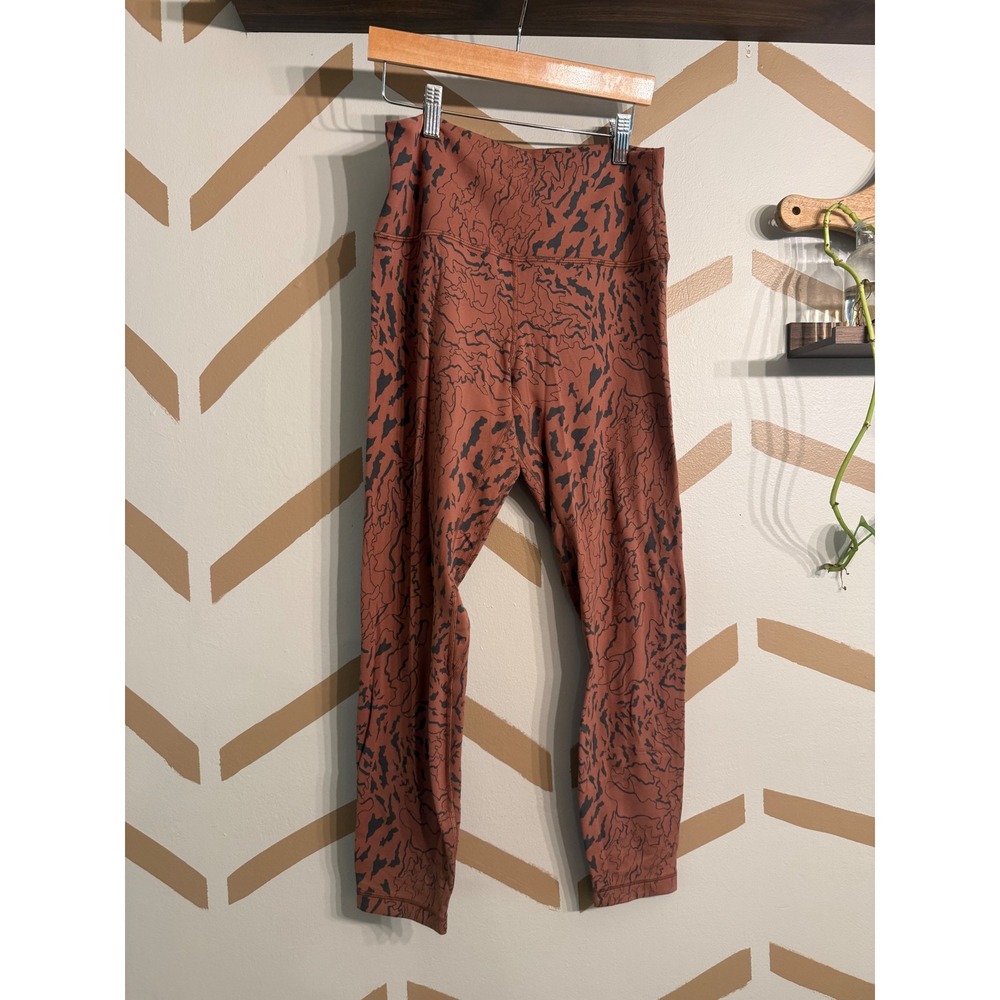 Lululemon Leggings Womens‎ 8 Brown Rust Abstract Print High Rise Yoga Pants
